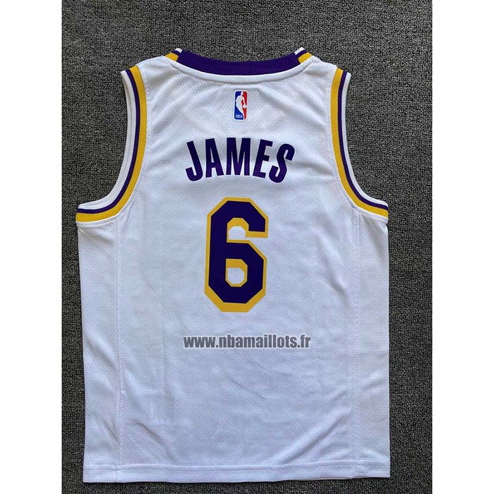 Maillot Enfant Los Angeles Lakers LeBron James NO 6 Association 2022-23 Blanc